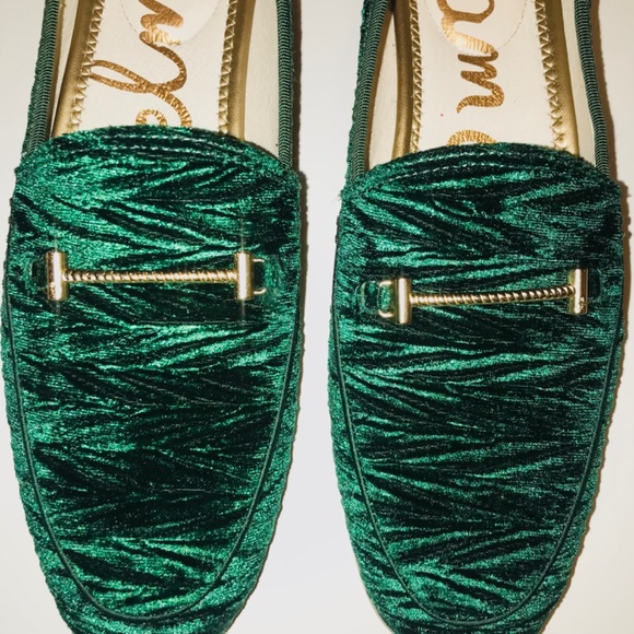 New Sam Edelman Spring Easter Women’s Lior Green Velvet Loafers Flat Shoes 6 1/2 - Picture 4 of 11